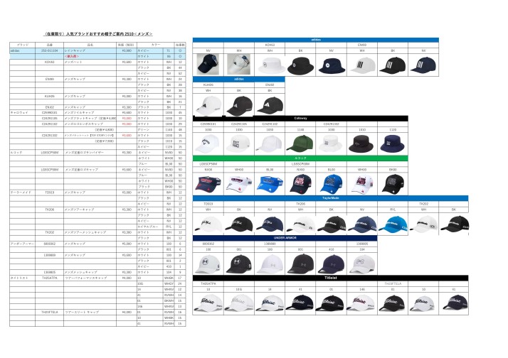 (在庫限り)人気ブランドおすすめ帽子ご案内2410