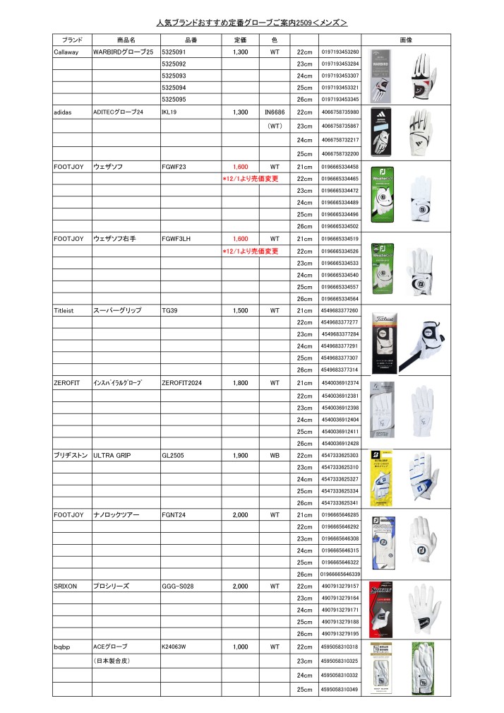 人気ブランドおすすめ定番グローブご案内2512<メンズ＞