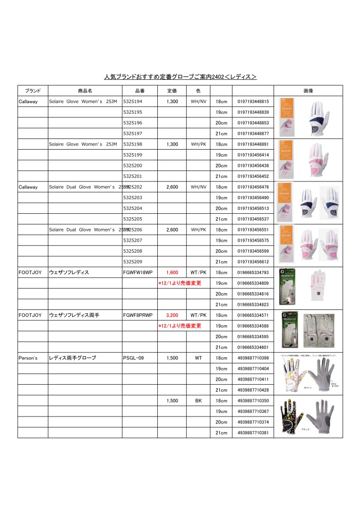 人気ブランドおすすめグローブご案内2512＜レディス＞