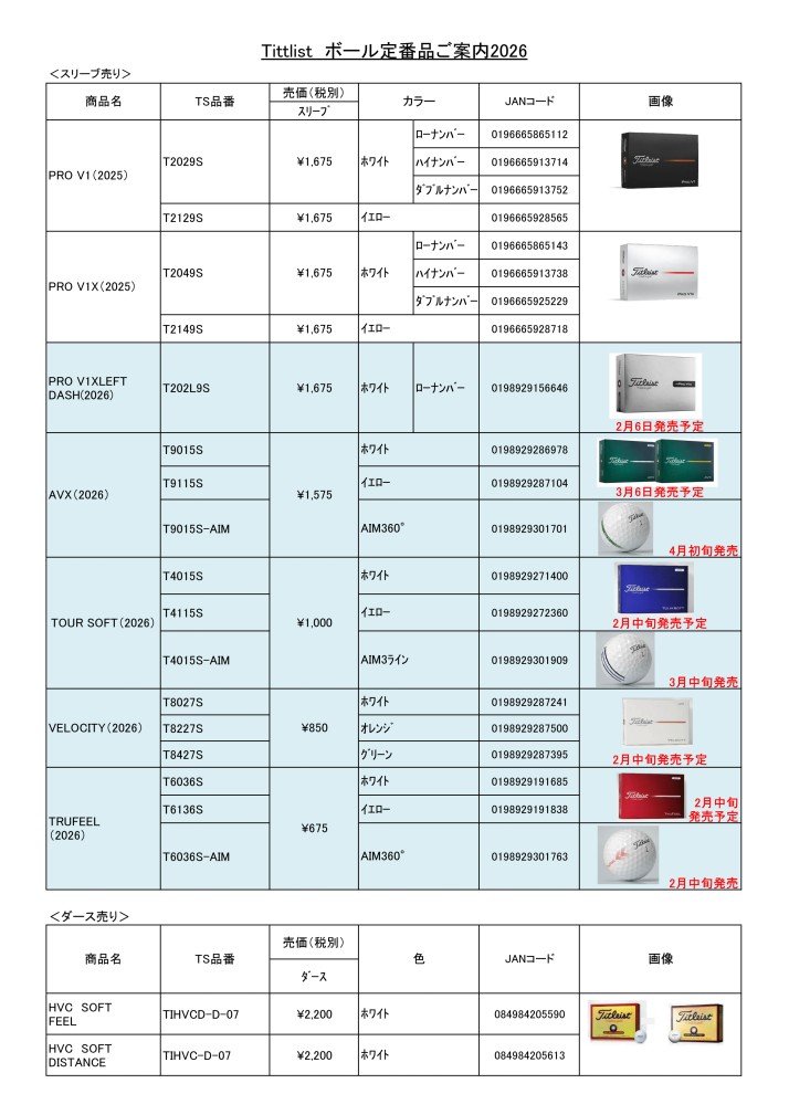 Tittlistボール定番品26